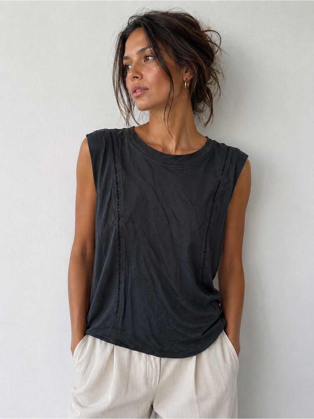 Halara Cap Sleeve Relaxed Top Black